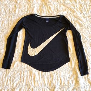 Nike Long Sleeve T-shirt sz Small Great Condition Black & Silver Activewear